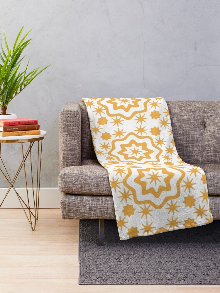 Thumbnail 2 of 6, Throw Blanket, Decorative Orange Vector Pattern designed and sold by Victoria Riabov.