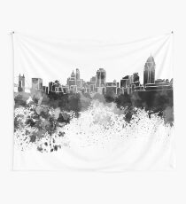 Cincinnati skyline in black watercolor Wall Tapestry