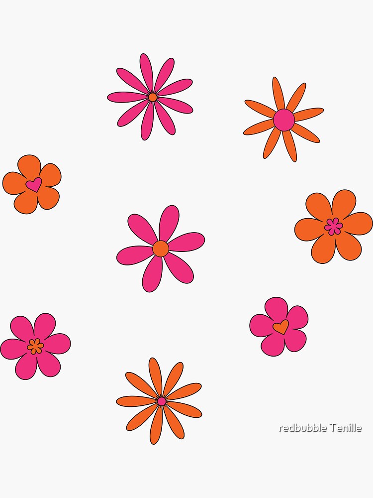 Large Pink and Orange Groovy Smiley Face Pattern - Retro Aesthetic