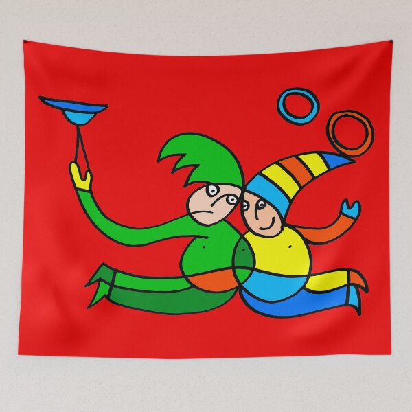 Item preview, Twin Jugglers In Color for Kids on Red Board "Kids Drawings"  designed and sold by Istvan Ocztos.
