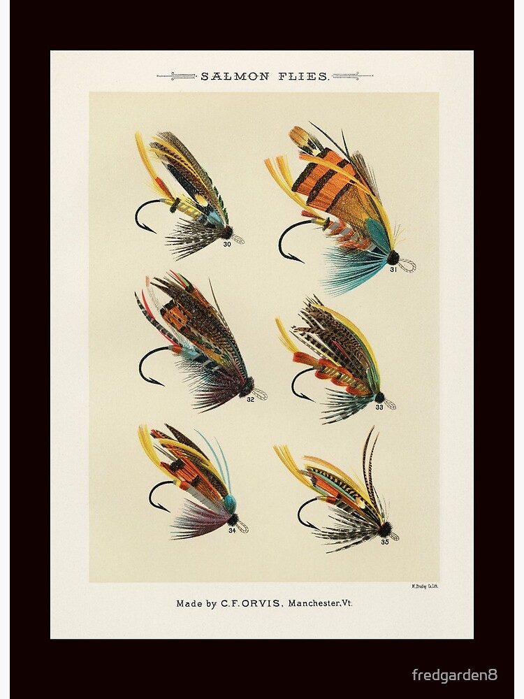Vintage 1892 Retro Handmade Fly Fishing Lures Flies Art Board
