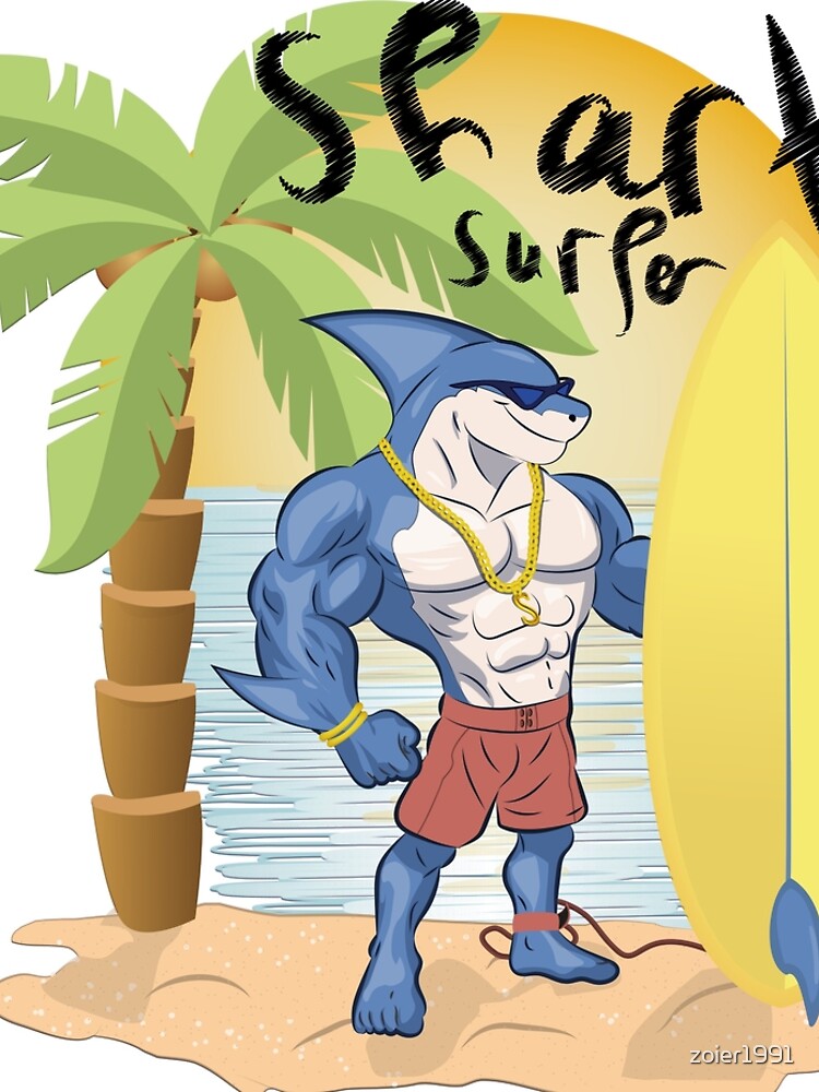 Discover Shark surfer in Beach Summer Vacation Leggings
