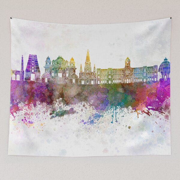 Item preview, Chennai skyline in watercolor background designed and sold by paulrommer.
