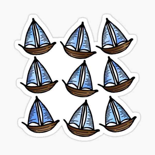 Blue Nautical Boats Pack Sticker
