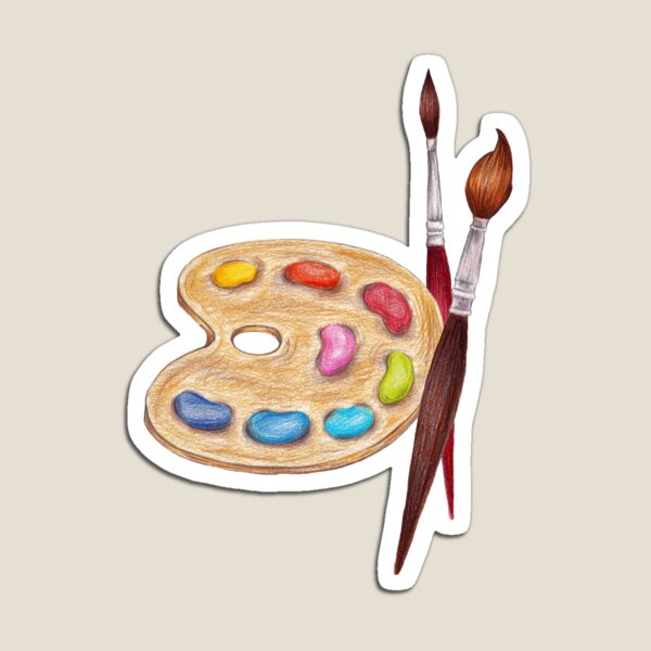Item preview, palette with paints and two brushes  designed and sold by lisenok.
