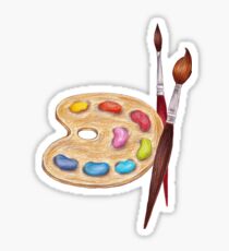 palette with paints and two brushes Sticker