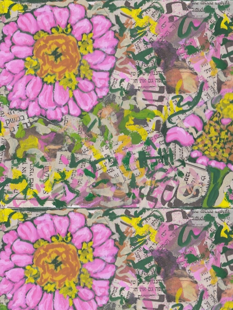 Two pink flowers on a graffiti wall by Laulo