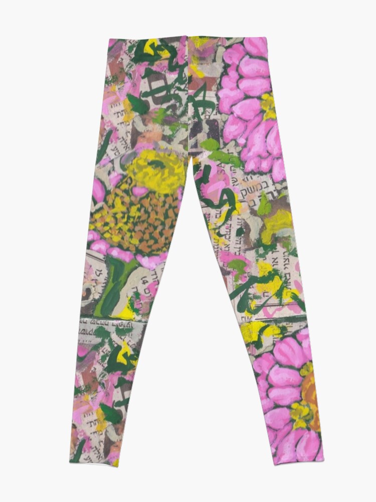 Alternate view of Two pink flowers on a graffiti wall Leggings