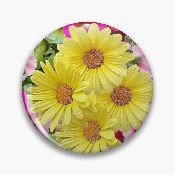 Artikelvorschau, GELBE DAISYS HOLLYHOCKS GARDEN ABSTRAKTE ART entworfen und verkauft von sharlesart.