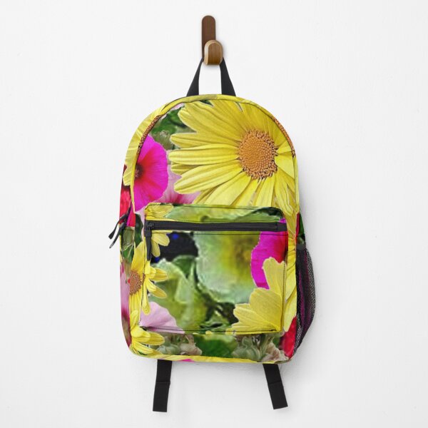 Item preview, YELLOW DAISYS HOLLYHOCKS GARDEN ABSTRACT ART designed and sold by sharlesart.