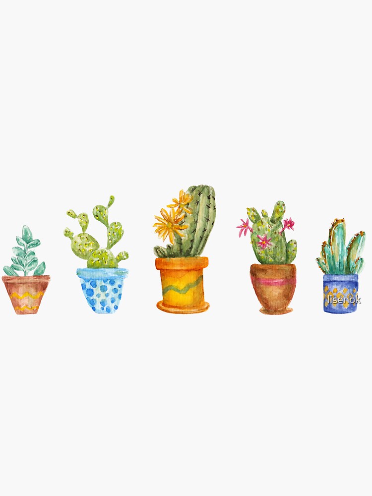 cactus line. watercolor by lisenok