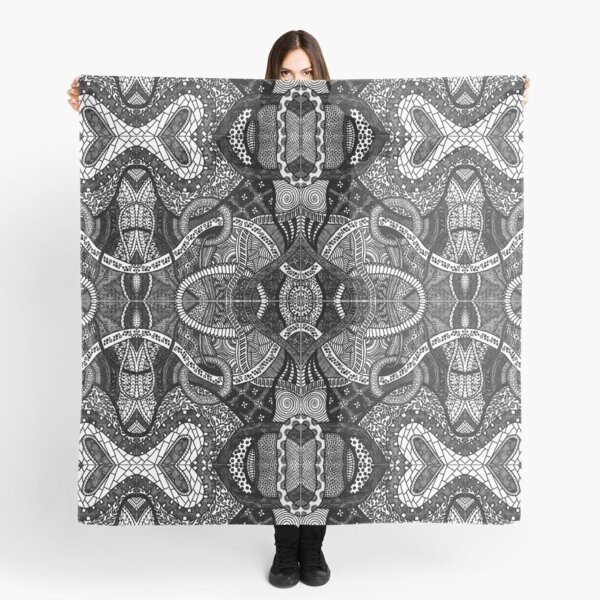 Loops - Black & White Abstract Zentangle Lineart Scarf