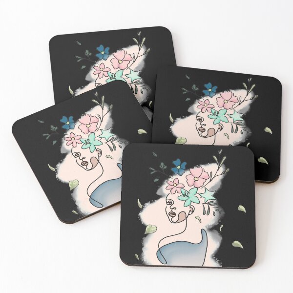 Item preview,  Cute pink and blue flowers line art design  designed and sold by MariseGallery.