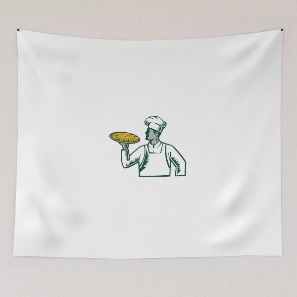 Item preview, Pizza Chef Holding Pizza Woodcut designed and sold by patrimonio.
