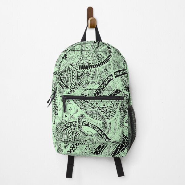 Item preview, Green Loops Over Black Abstract Hyperdetailed Zentangle Pattern designed and sold by ThatsJustJilly.