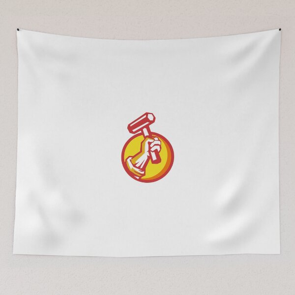 Item preview, Union Worker Hand Holding Hammer Circle Retro designed and sold by patrimonio.