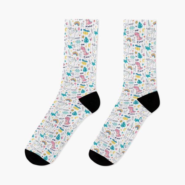Item preview, Cute Doodle Animals Pattern Unicorn Dinosaur Kawaii Animals  designed and sold by EpicArtz.