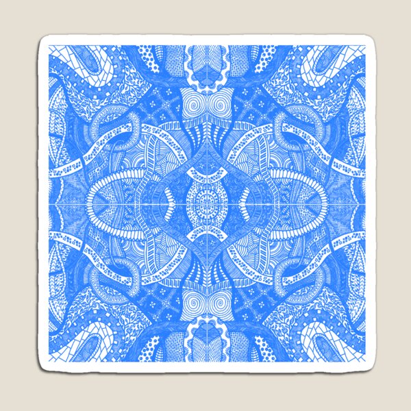 Blue Loops - Abstract Lineart Zentangle Seamless Pattern Magnet