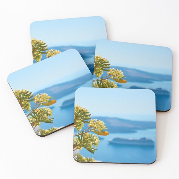 Item preview, Flowers on the coast of Santorini - Landscape designed and sold by vuelo.