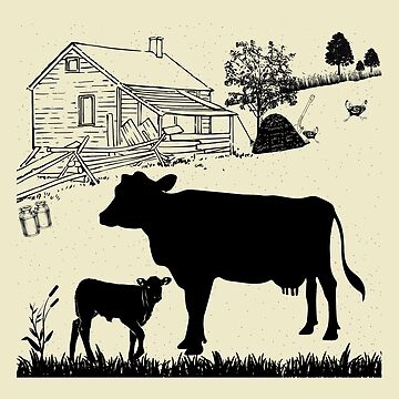 Housse de couette for Sale avec l'œuvre « Maman vache et bébé veau
