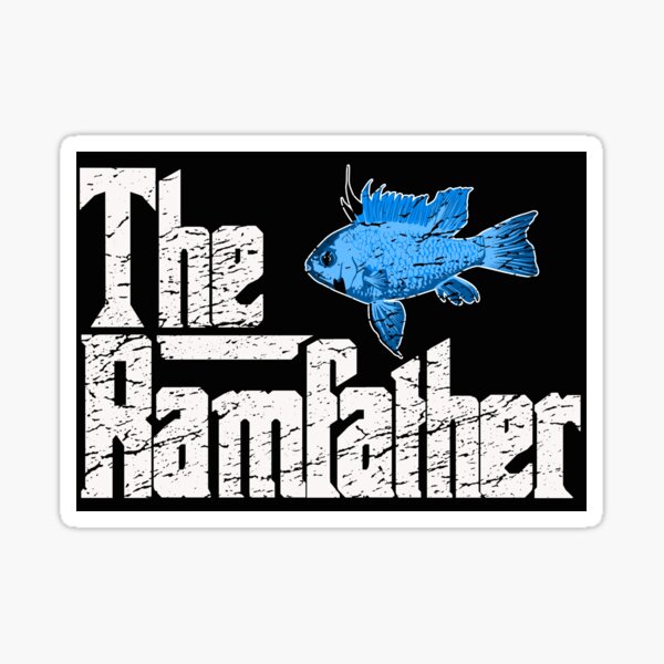 Ramfather Father Dad Electric Blue Ram Cichlid German Mikrogeophagus Ramirezi Aquarist Gift Sticker