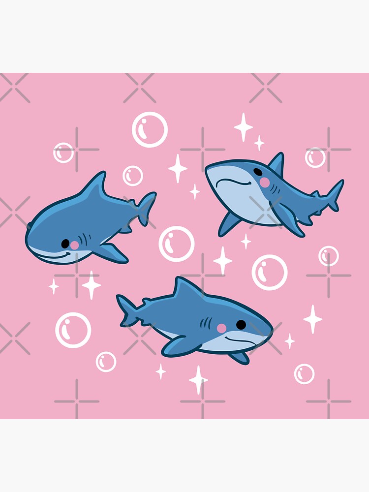 Tiny Sharks In Pink Sticker By Verikadraws Redbubble