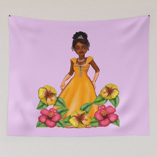 Item preview, Princess Coco with hibiscus flowers  ! beautiful  black girl with Afro hair, brown eyes and dark brown skin. Hair love ! designed and sold by Artonmytee.