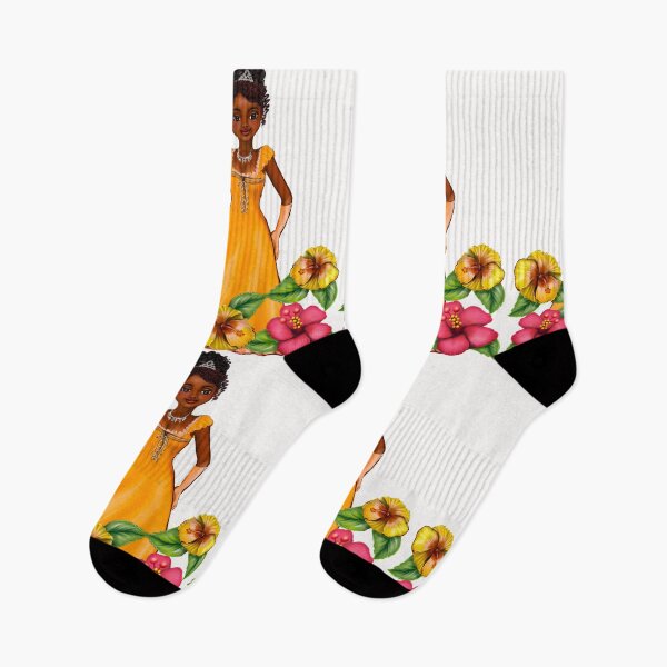 Item preview, Princess Coco with hibiscus flowers  ! beautiful  black girl with Afro hair, brown eyes and dark brown skin. Hair love ! designed and sold by Artonmytee.