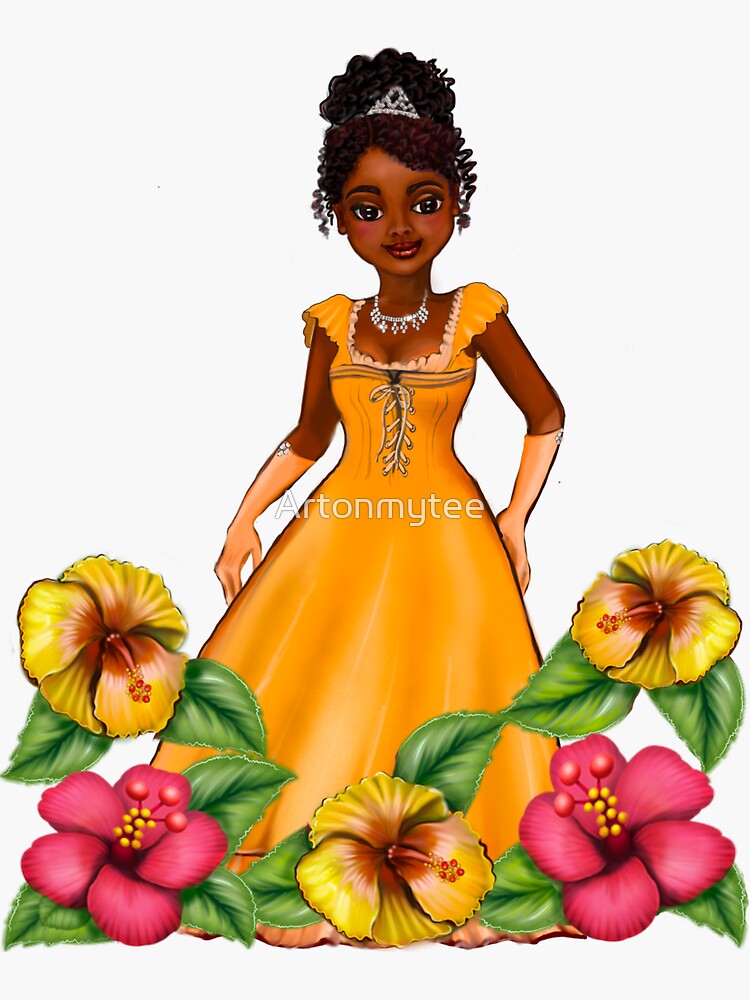 Princess Coco with hibiscus flowers ! beautiful black girl with