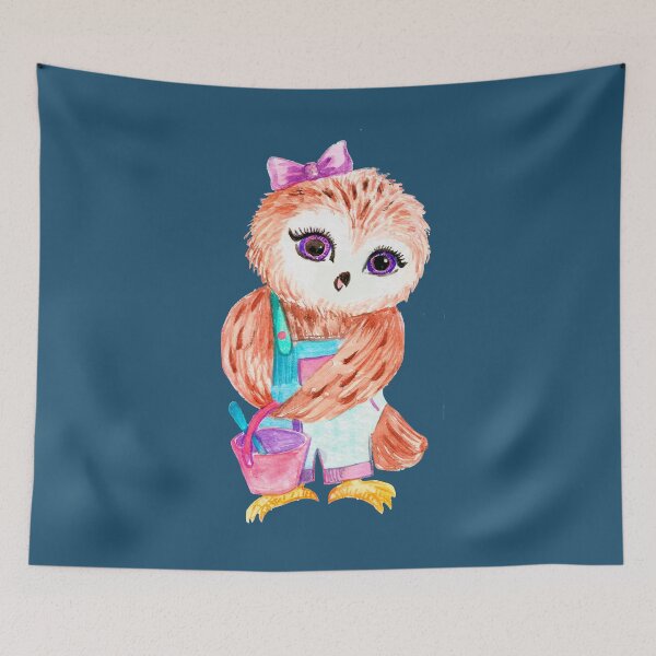 Artikelvorschau, Aquarell Babyeule Vogel. Eule. Coole Baby-Eule. Eule für Kinder. entworfen und verkauft von ZheltakovaIana.