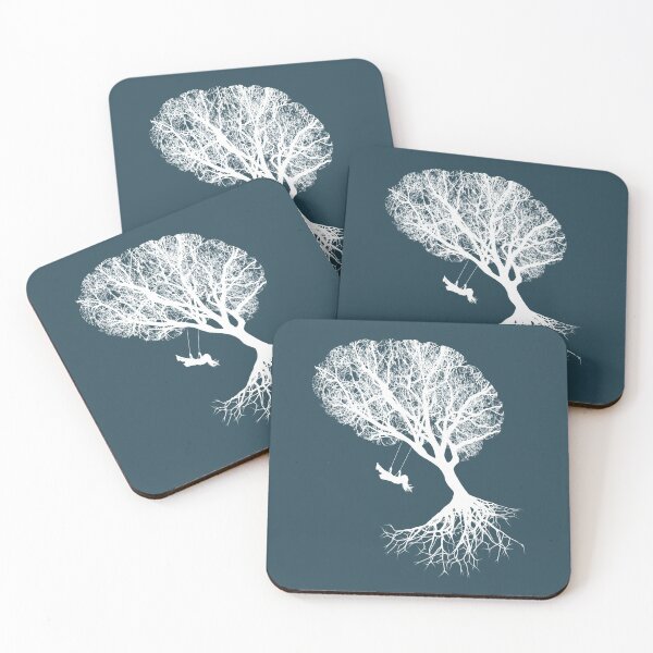 Item preview, brain art, brain silouette with swing, tree branches shape of a brain designed and sold by Collagedream.