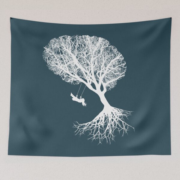 Item preview, brain art, brain silouette with swing, tree branches shape of a brain designed and sold by Collagedream.
