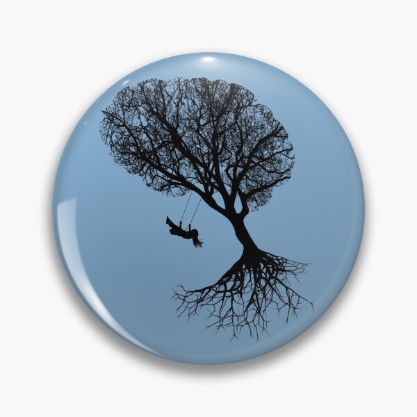Item preview, brain art, brain silouette with swing, tree branches shape of a brain designed and sold by Collagedream.