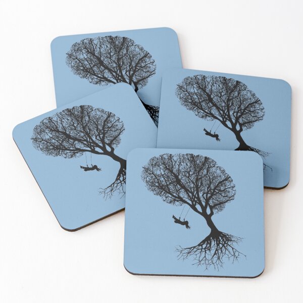 Item preview, brain art, brain silouette with swing, tree branches shape of a brain designed and sold by Collagedream.