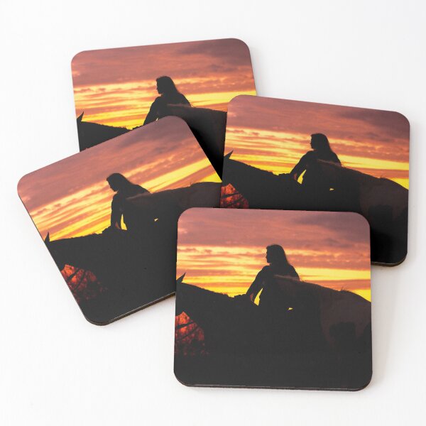 Item preview, Sunset silhouette girl with two horses  designed and sold by KOEHNESKLICKS.