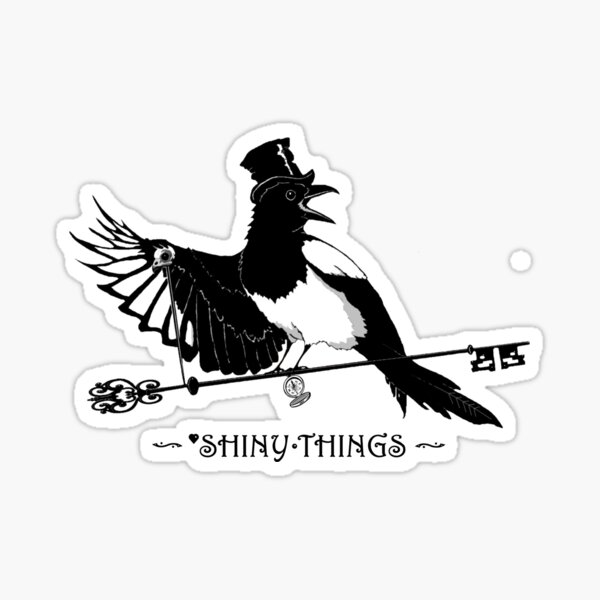 Victorian Magpie, Shiny Things Glossy Sticker