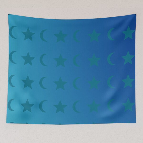 Item preview, Crescent Moon and Star Pattern in Blue Gradient Sky designed and sold by ShaunSandhu.