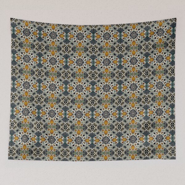 Item preview, Antique Portuguese Decorative Tile Mosaic Pattern Blue Yellow 2 designed and sold by worldways.