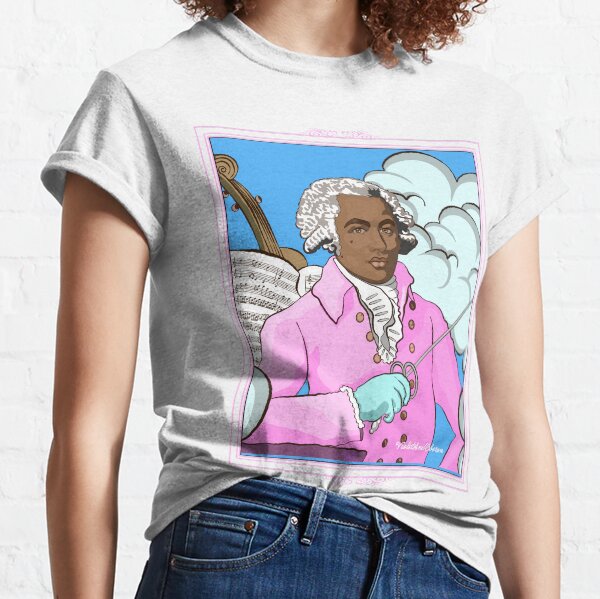 Joseph Bologne, Chevalier de Saint-Georges Bubble Gum Blue and Pink portrait Classic T-Shirt