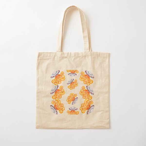 Flying Saucers Watercolor Cotton Tote Bag