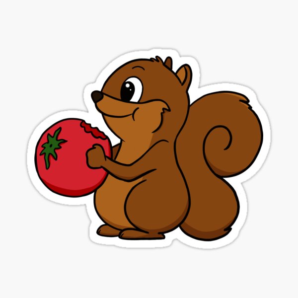 Squirrel Eating a Tomato Sticker