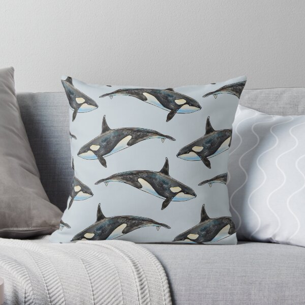 Orca on blue Throw Pillow