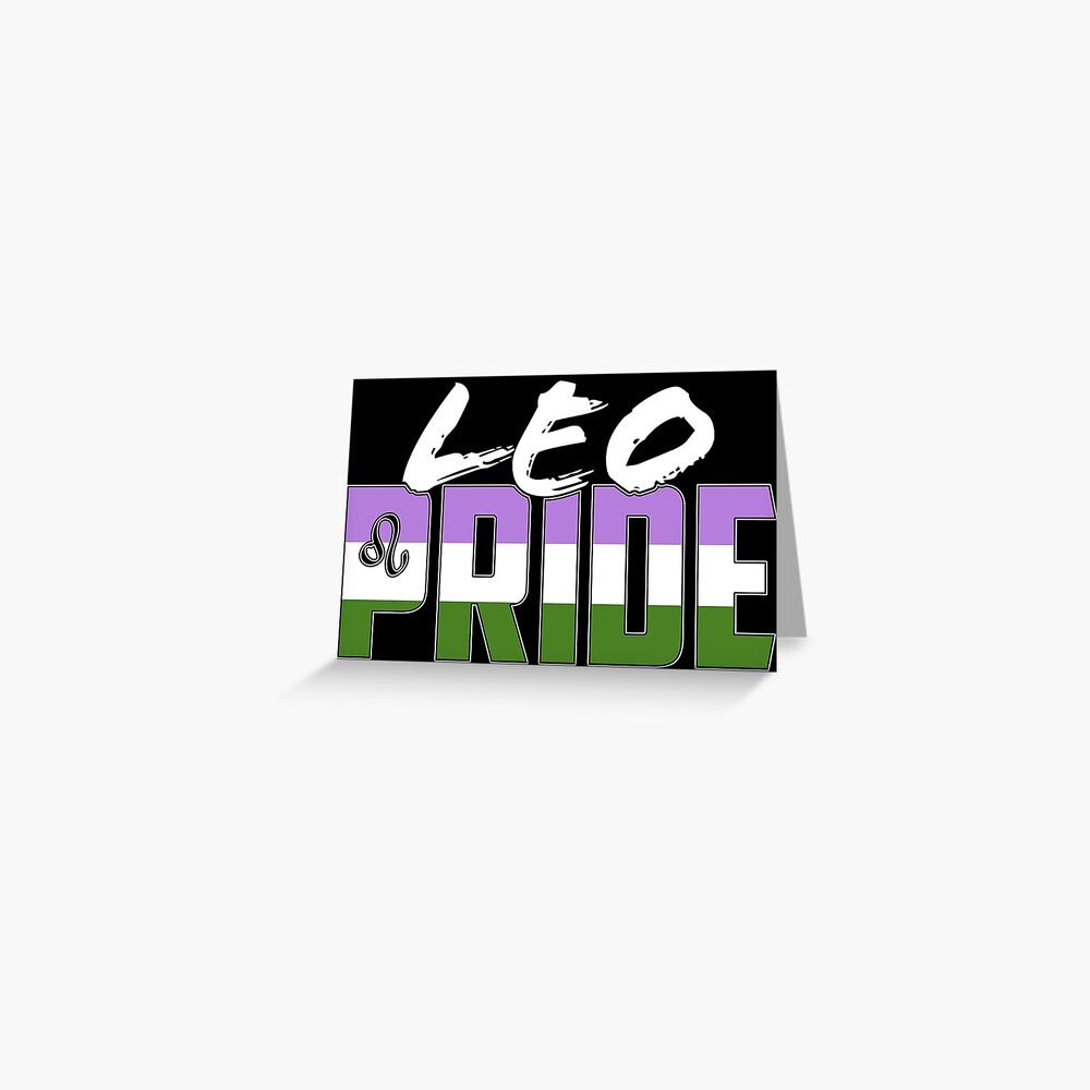 Leo Genderqueer Pride Flag Zodiac Sign Greeting Card By Valador