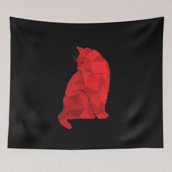 Item preview, Red cat illustration, cute cat, triangulated cat, feline,  designed and sold by Nostrathomas66.