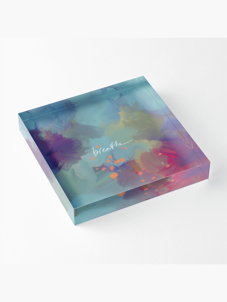 Thumbnail 3 of 5, Acrylic Block, Breathe - Inspirational Blue Abstract Art - Painting by Morgan Harper Nichols designed and sold by Morgan Harper Nichols.