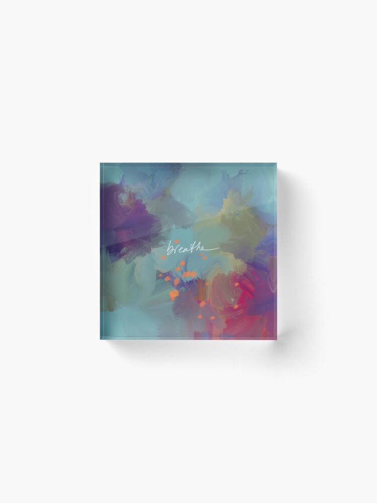 Thumbnail 2 of 5, Acrylic Block, Breathe - Inspirational Blue Abstract Art - Painting by Morgan Harper Nichols designed and sold by Morgan Harper Nichols.