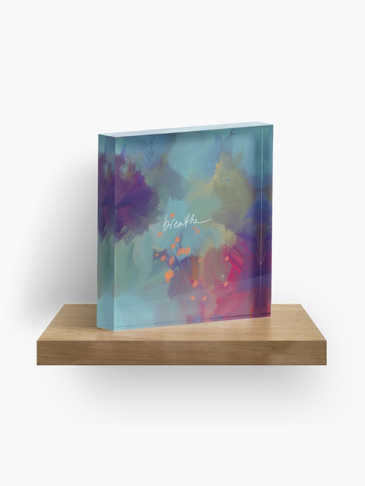 Thumbnail 1 of 5, Acrylic Block, Breathe - Inspirational Blue Abstract Art - Painting by Morgan Harper Nichols designed and sold by Morgan Harper Nichols.