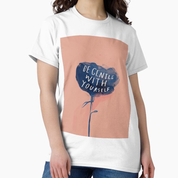 Aperçu de l'œuvre Soyez doux avec vous-même - citation inspirante et fleur abstraite rose blush - oeuvre de Morgan Harper Nichols créée et vendue par morgansgoods.