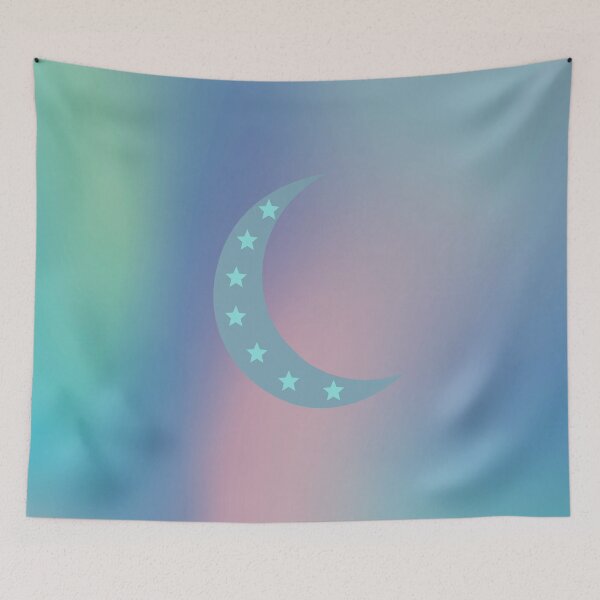 Item preview, Dark Crescent Moon w/Stars Inside in Green/Blue/Peach Gradient Sky designed and sold by ShaunSandhu.