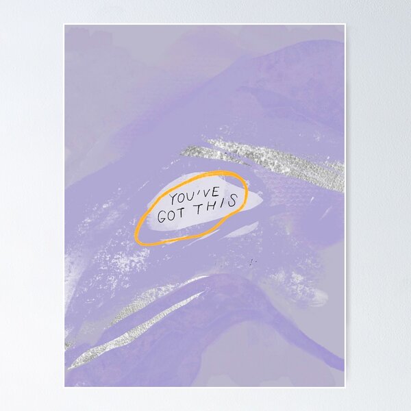 Vista previa del artículo con la obra «Tienes esto - Cita de motivación inspiradora, lavanda púrpura, arte abstracto plateado - Morgan Harper Nichols», diseñado y vendido por morgansgoods.